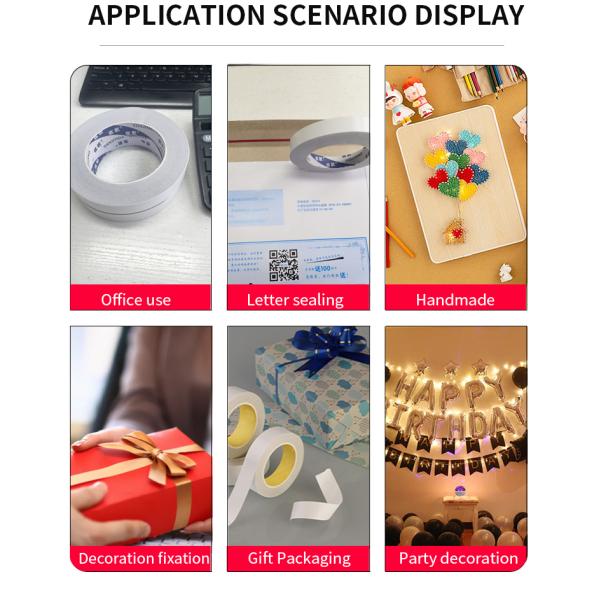 High Viscosity Double Sided Tissue Tape With Transparent Design And Easy Tear Function