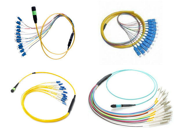 Flat Round MPO MTP Fiber Optic Patch Cord , 12 Core Ribbon Fiber Cable OFNR Jacket