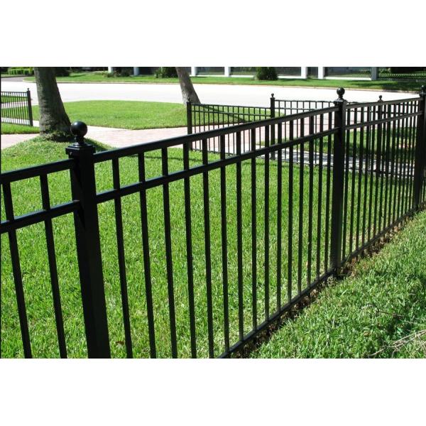 CE PVC Coated Flat Top Iron Fence , 4ft High Outdoor Pool Fence