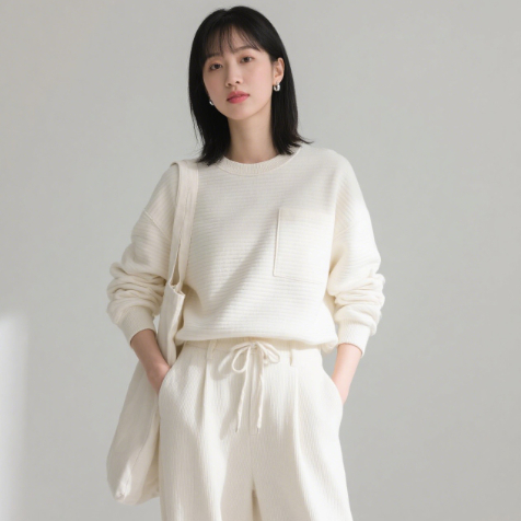 白いポリエステル スウェットシャツ 繊維 軽量 カジュアルウェア 繊維 76GSM