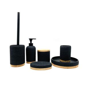 Acessórios de casa de banho de tecido preto para casa de banho