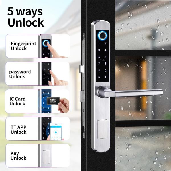 6V TTlock Smart Lock Red Bronze Fingerprint Smart Door Lock For Sliding Gate Door