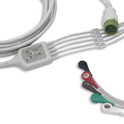 AHA TPU Holter ECG cabografam 5 o látex do comprimento dos Leadwires 3.4m livre para Wego G5198S