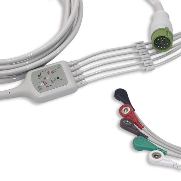 AHA TPU Holter ECG cabografam 5 o látex do comprimento dos Leadwires 3.4m livre para Wego G5198S