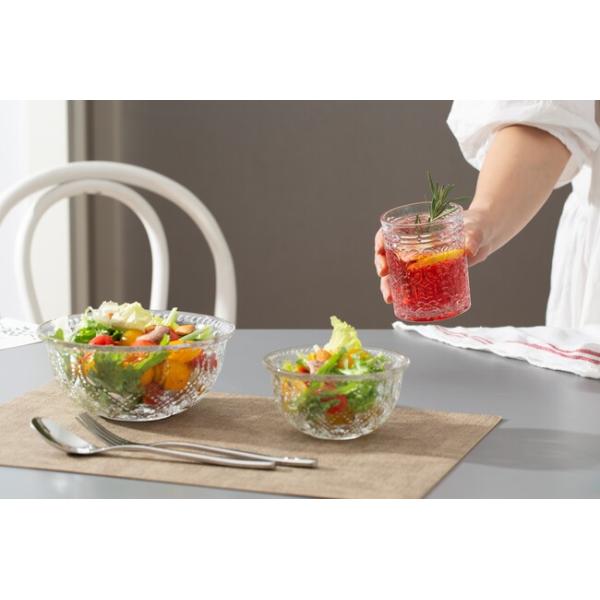 Vintage Glass Kitchen Wares Embossed Pressed Clear Glass Salad Bowls