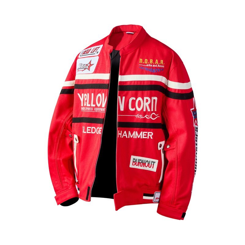 Red Black Red Black Round Neck Fabric Hem varsity jacket wholesale distributor Minimalist Cotton 100% Custom (YY-25821)