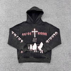Sweat à capuche à encolure ronde personnalisé OEM / ODM avec sérigraphie, effet