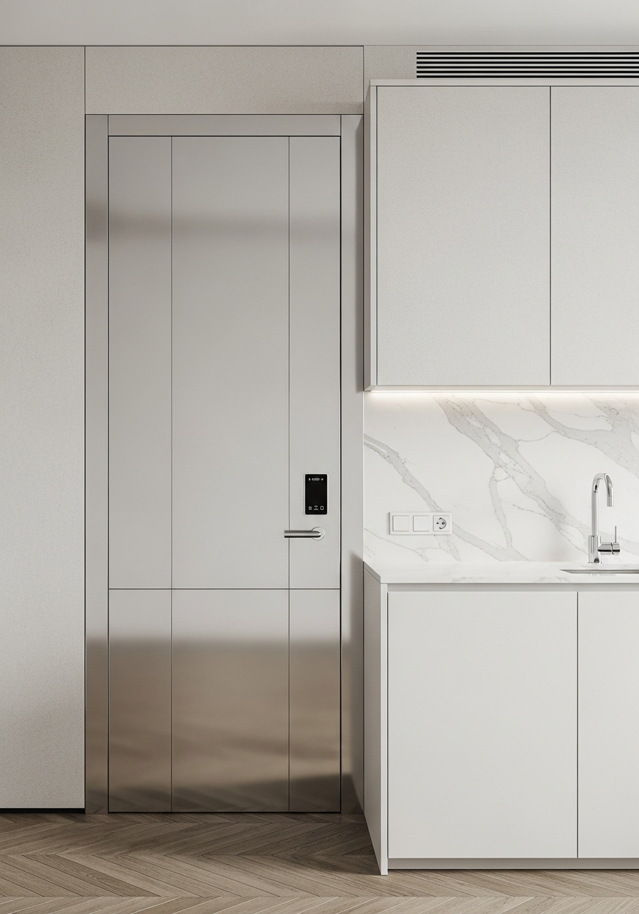 Mirror-Finish Entry Portal with Pearl Nano-Coating in 304 Stainless Steel