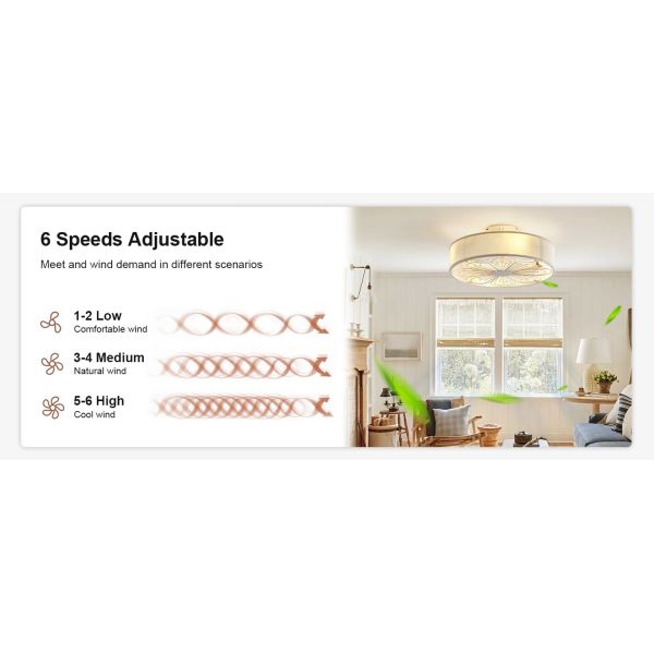 Indoor Remote Control 6-Speed living room 19 Inch Fabric Craft Ceiling Fan With Light (WH-CLL-60)