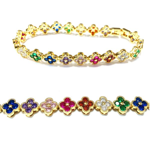 Rainbow Brass Золотой теннисный браслет OEM ODM Кубический цирконий теннисный браслет