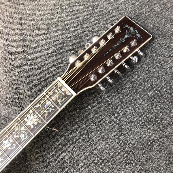 Custom 12 Strings Solid Spruce Top 41 Inch Dreadnought Deluxe Abalone Binding Acoustic Guitar Umbrella Logo on Headstock