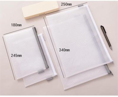 Mesh Zipper Bag A4 Student Subject Bag Bill Transparent Waterproof Plastic Data Bag Wholesale