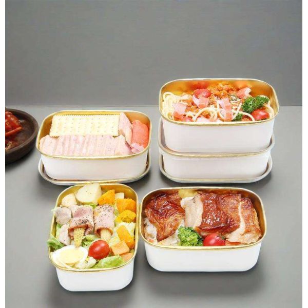 Custom High Quality Gold Foil Silver Foil Paper Salad Box Paper Disposable
