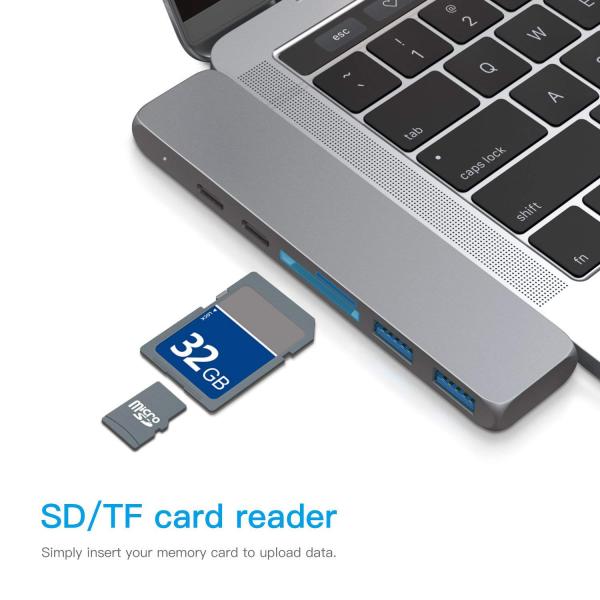 Amazon 2018 Aluminum Thunderbolt 3 USB-C Hub USB Driver 7 Ports Dual Type C Hub 4K Type C 100W PD charging