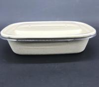 Recipiente de alimento dos utensílios de mesa da cana-de-açúcar da forma do retângulo U de Sald bio com tampa transparente