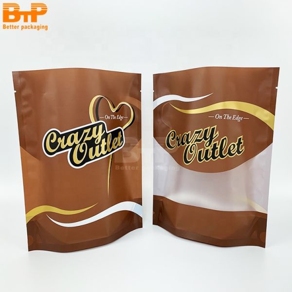 MOQ100 Stand up Food Bags Plastic Bags with Window Clear Front for Spice Food Snack Coffee Beans Packaging