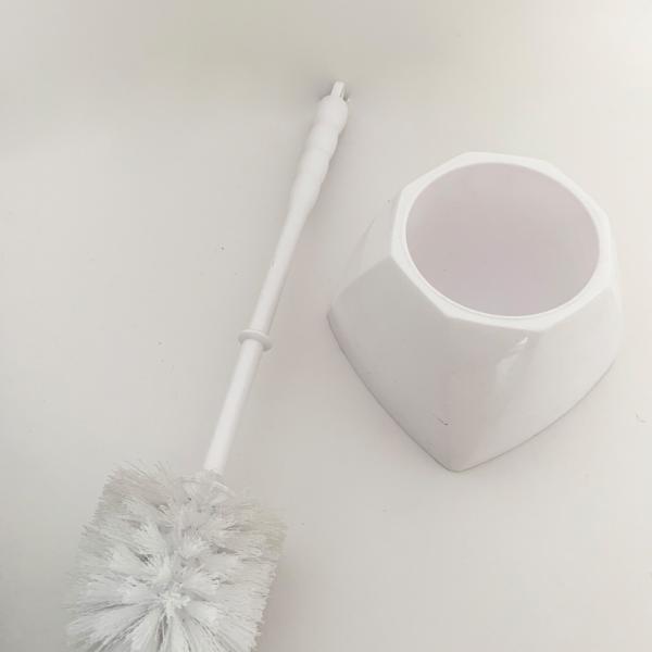 13x40cm 151.3g Toilet Cleaner Brush With Holder Ergonomic Handle 1 Pack White