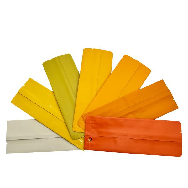 Yellow Color Smell Proof Airtight Matte Mylar Back Heat Sealable Side Gusset Pouch Aluminium For Tea