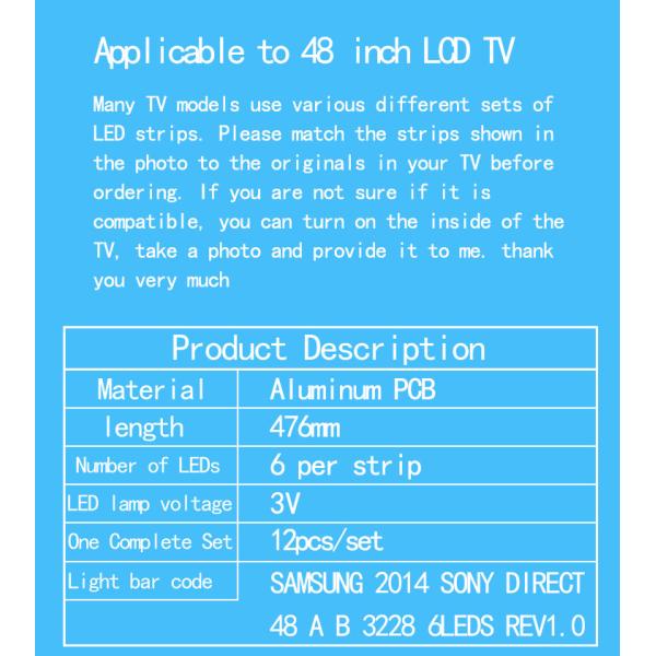 KDL-48WM15B SONY TV Backlight KDL-48W600B KDL-48R480B LM41-00091N