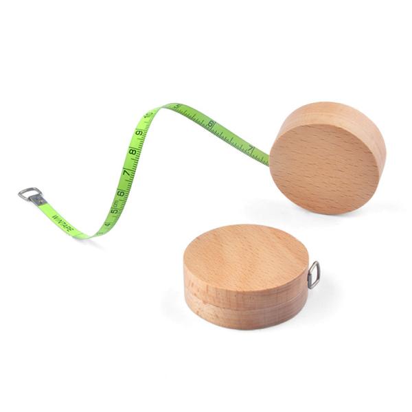 Wintape Custom Round Wooden Mini Steel Tape Measure Stand Out From The Crowd 1m 3ft Fluorescent Green blade measurement