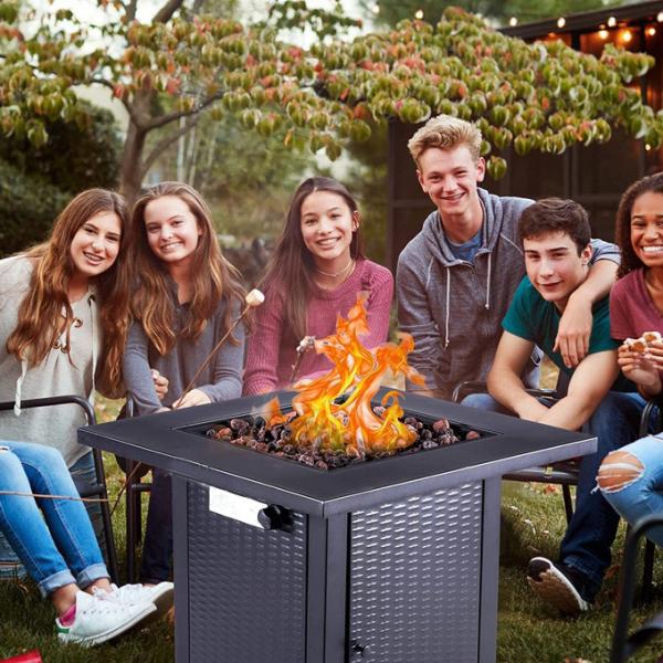 28 Inch Outdoor Square 50000 BTU Fire Pit With Patio Deck Garden Backyard