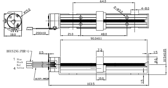 SM15-80L-T 15 mm 18 Degrees Step Angle M3 Lead Screw Linear Stepper Motor with Brass Slider