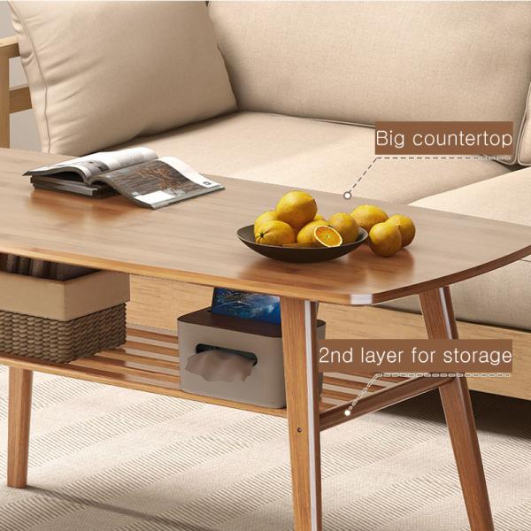 Living Room Tea Coffee Table Center Lounge Simple Design Sofa Side with Two Layers Storage in Apartment