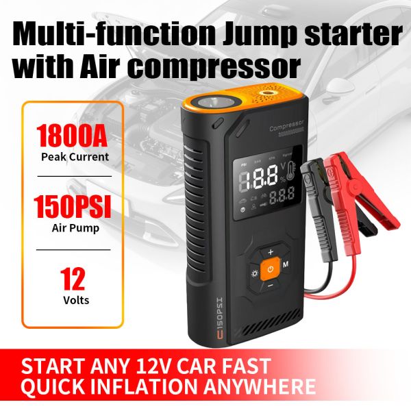 8000mah 10000mah 12000mah Portable Tire Inflators 12v Car Jump Starter Kit With