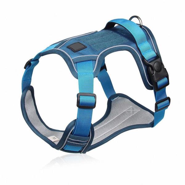 Reflective Breathable No Pull Dog Vest Harness Black Oxford Cloth