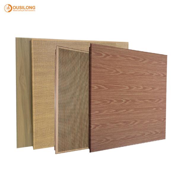 Fireproof And Acoustic Commercial Building Wood Grain Aluminum Suspended Clip In Ceiling Panel