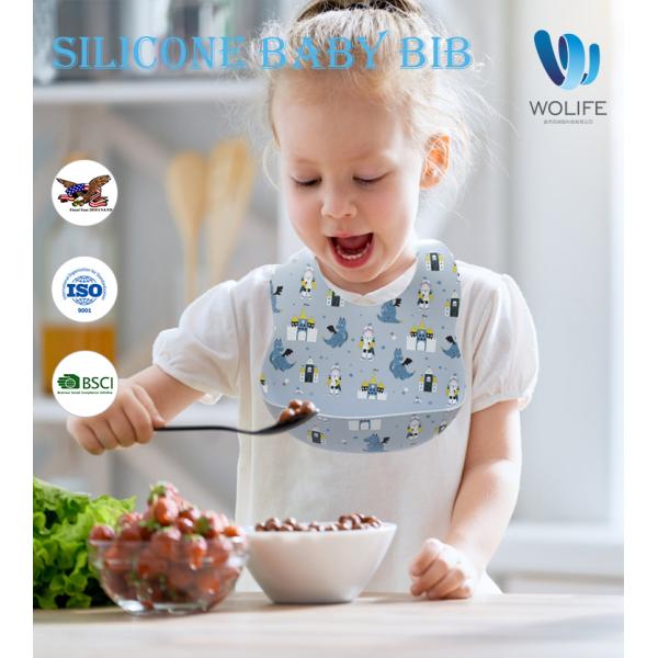 Dinosaur Print Foldable LFGB Washable Baby Bibs Super Easy Clean