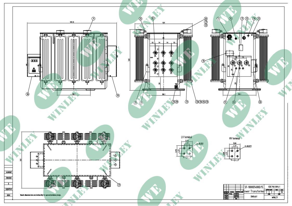 Multi-Capacity Multi-Voltage 10/11.2/12.5/14 MVA Oil Immersed Substation Power Transformer 12470V to 2400D 4160Y/2400V ONAN/ONAF ANSI/IEEE Standards