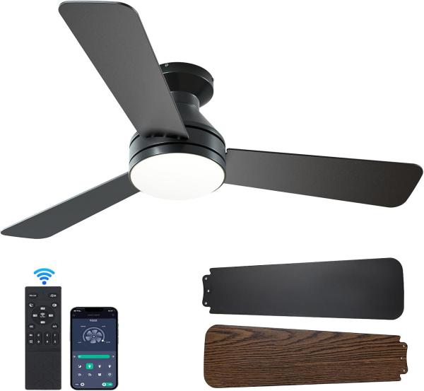Ventilateur de plafond à LED déglaçable avec ampoule à vis Corps ABS moderne pour chambre Cuisine Salon