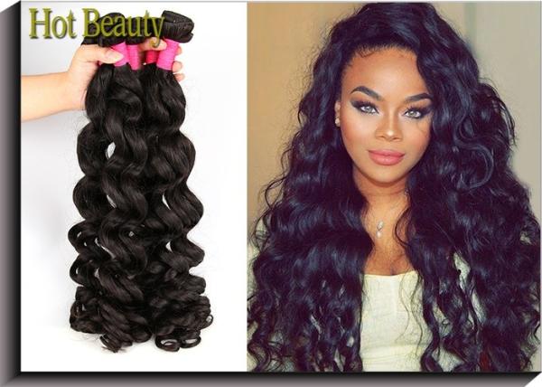 Brand New Non Remy Brazilian Virgin Human Hair Extensions Big Curly , Real Human Hair Weave