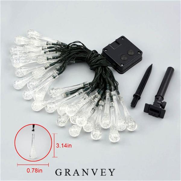 Water Drops Solar LED Christmas Lights 8 Modes Outdoor Garden Landscape Ambiance