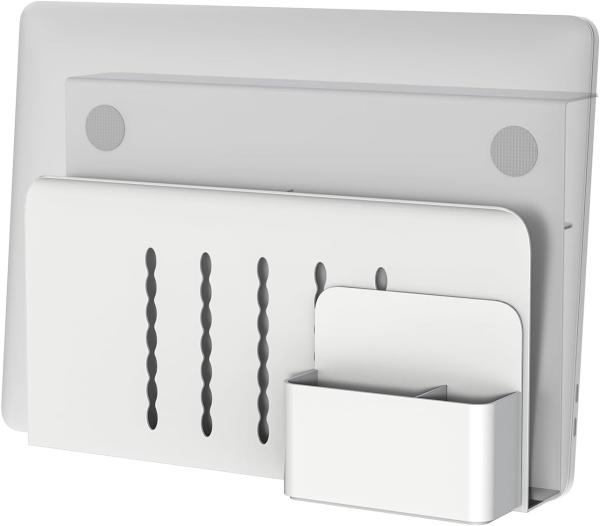 Função Lado do escritório Sem perfuração Laptop vertical Organizador de metal pendurado Bracket Prata