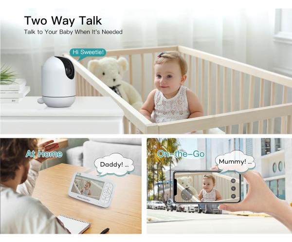 5 Inch 1080P Wireless Baby Monitor Cry Detection HD WIFI Baby Monitor With Tuya App
