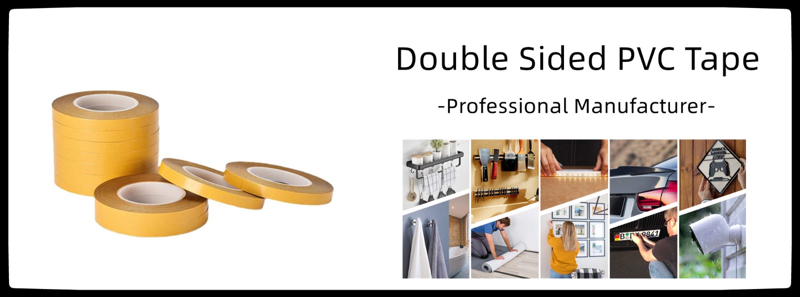 Double Sided PVC Tape Желтый лайнер с двойной лентой Белая лента из ПВХ-пленки заменяет Tesa 4970