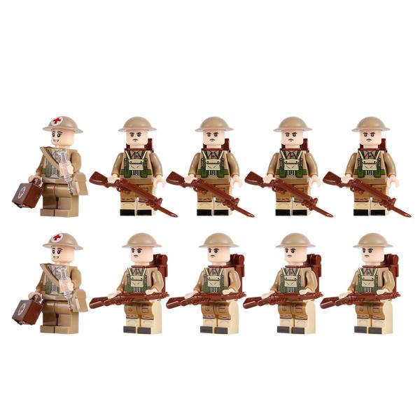 WW2 military model British ranker medical soldier mini figures building blocks