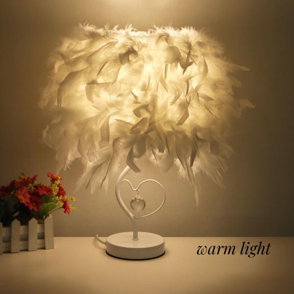 Multi Coloured Remote Control Feather Lamp Wedding Bedroom Bedside Romantic Nightlight