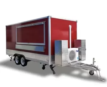 Round Shape Stainless Steel Outdoor Mobile Kitchen Trailer Fast Food Street Coffee Shop Catering Service