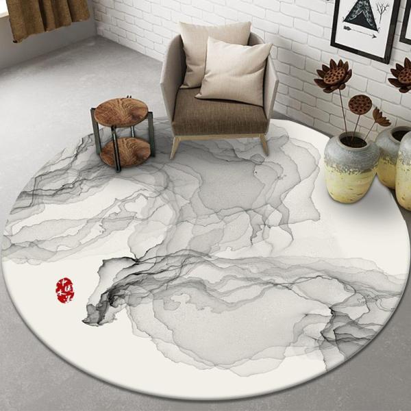 Plant And Flower Round Polyester Fiber Floor Carpet For Sofa And Living Room