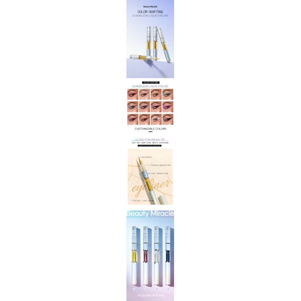 Long-Lasting Waterproof Shimmer Color Shifting Liquid Eyeliner Pen for Daily Makeup