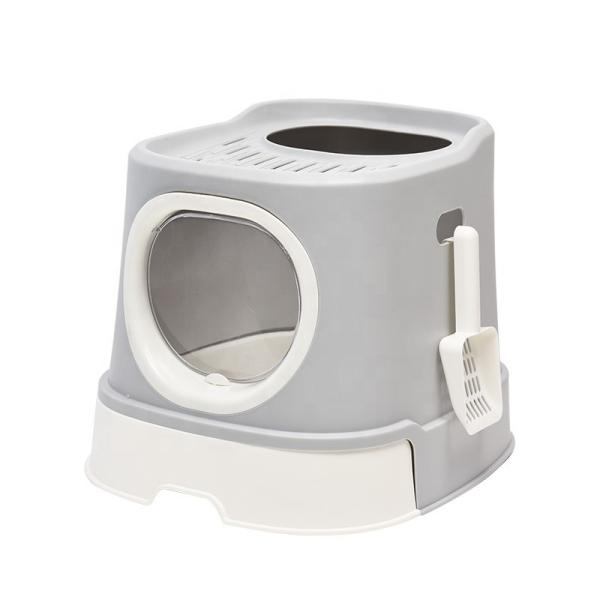 One-way Cat Litter Box with Drawer and Free Scoop PP/PS Material 52.0*42.0*39.5cm