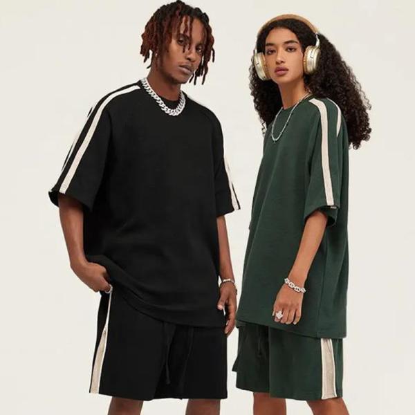 100% Cotton Mens Short Sets 2 Piece Outfits Fashion Summer Tracksuits
