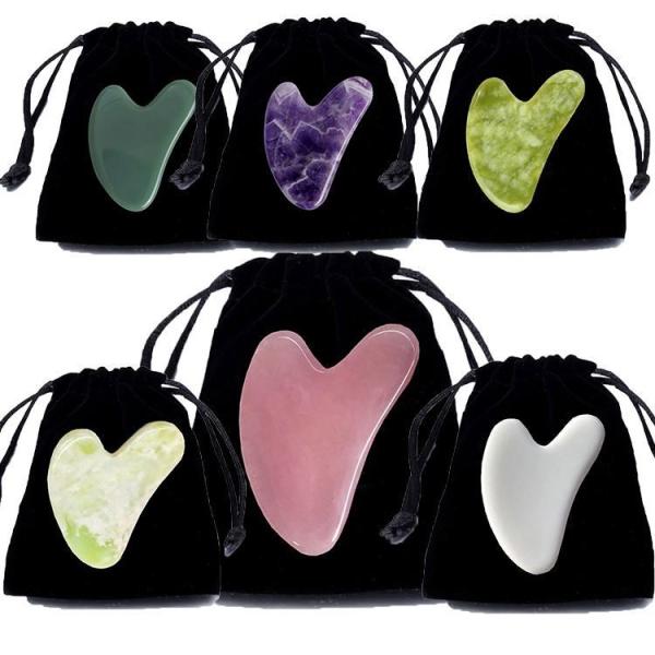 Engrave Logo Natural Pink Stone Real Rose Quartz Facial GuaSha for Facial Massage