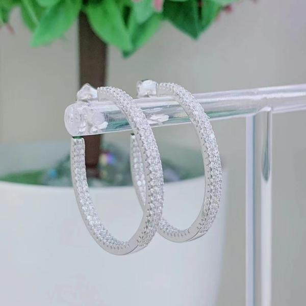 Diamond Moissanite Sterling Silver Small Hoop Earrings ODM