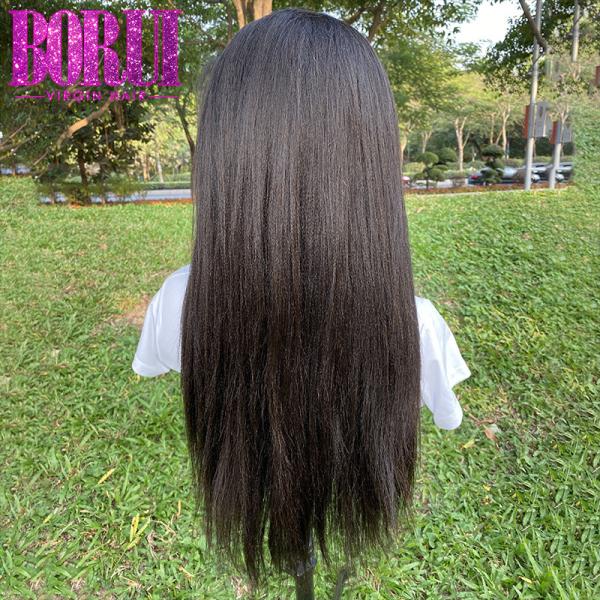 180 perucas retas do Frontal do laço da peruca do cabelo humano de Yaki do brasileiro cru real da densidade