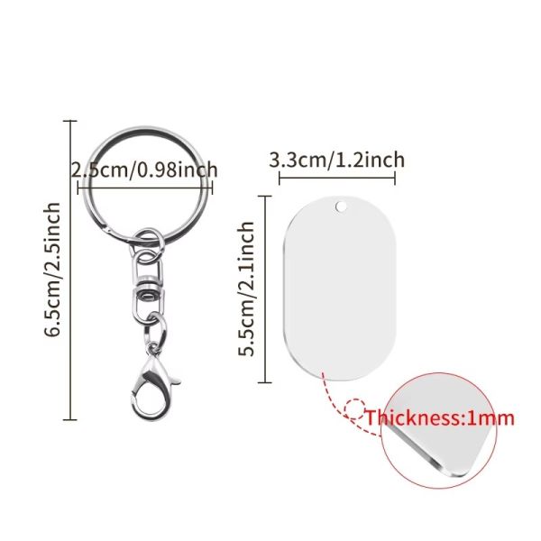 Double Sided Sublimation Aluminum Keychain Blanks Metal Picture Keychain
