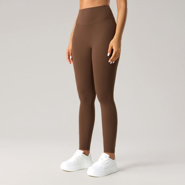 79% Nylon 21% Spandex Full Length High Waisted Leggings Slim Fit For Yoga Gym